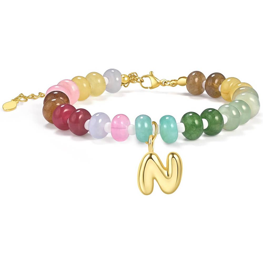 26-letter Dopamine-colored natural stone bracelet