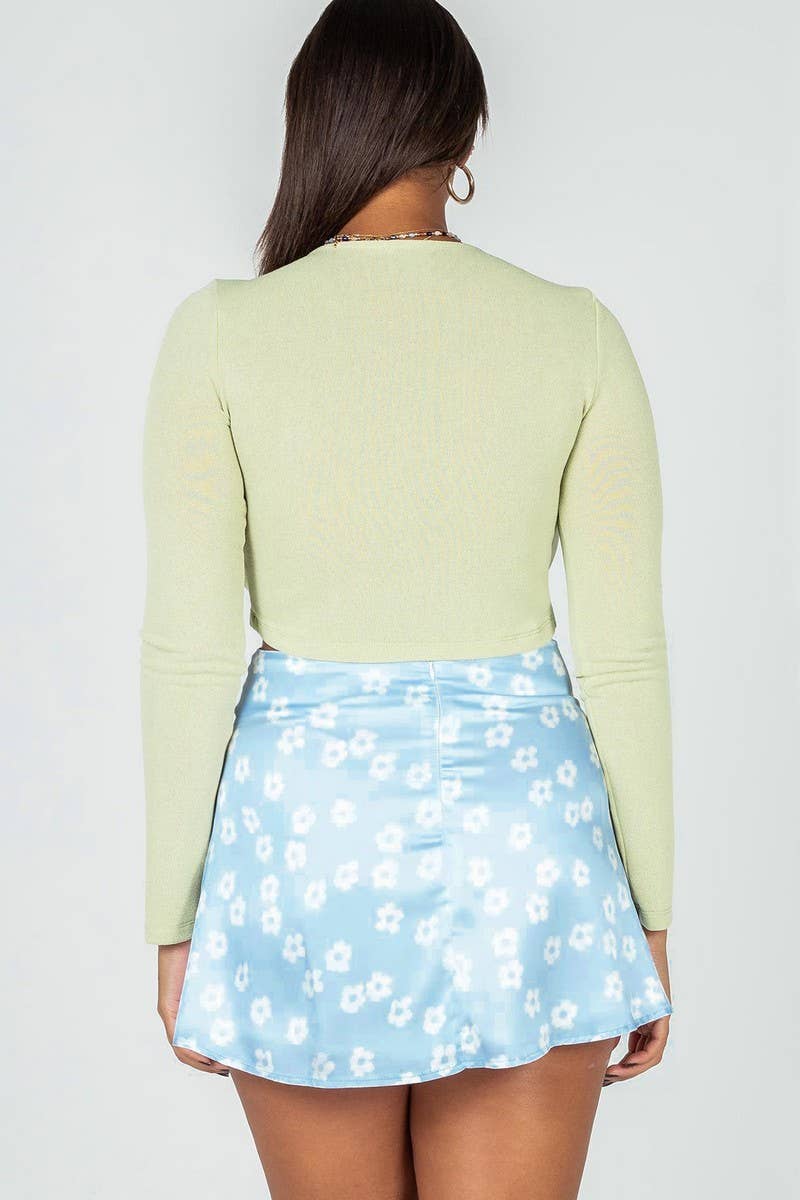 HIGH WAISTED SATIN PRINTED FLORAL LEOPARD SKIRT_CWBSS0152