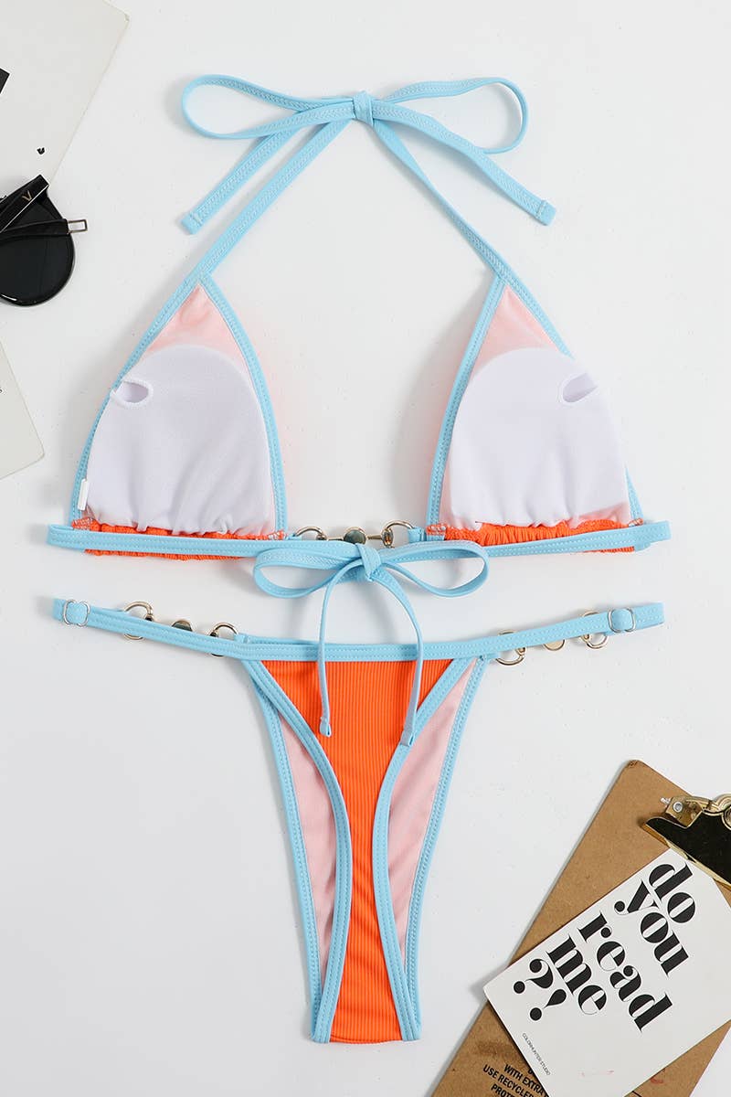 CWMW0739_SOLID COLOR BIKINI SWIMSUIT SET