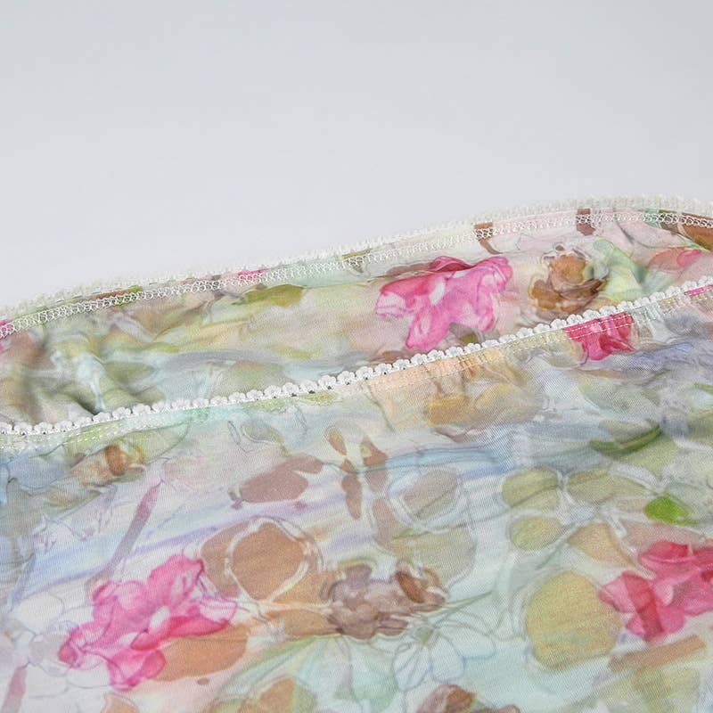 Vacation-style floral print irregular strapless