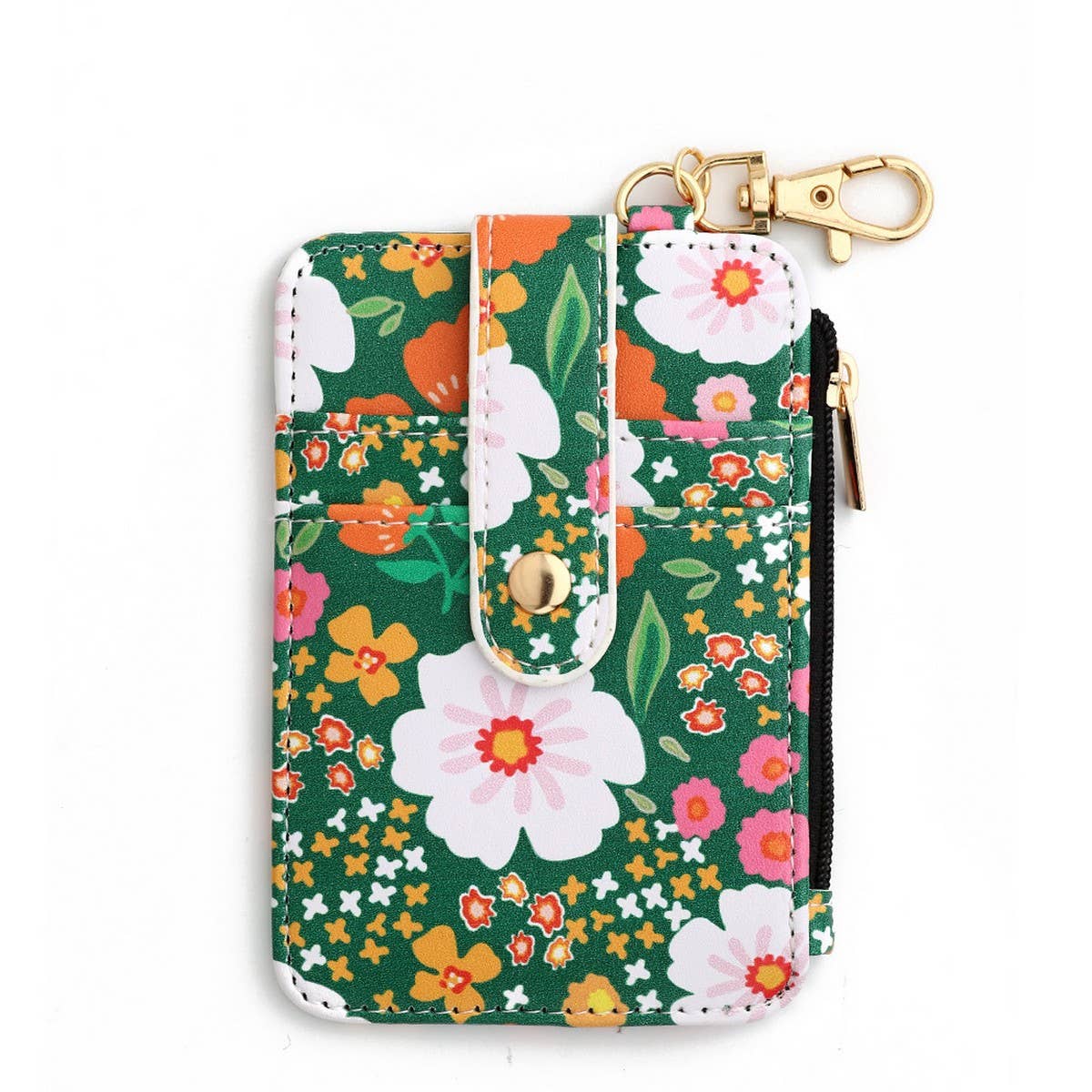 Floral Zipper Card Holder Vertical Mini Wallet_CWAB4941