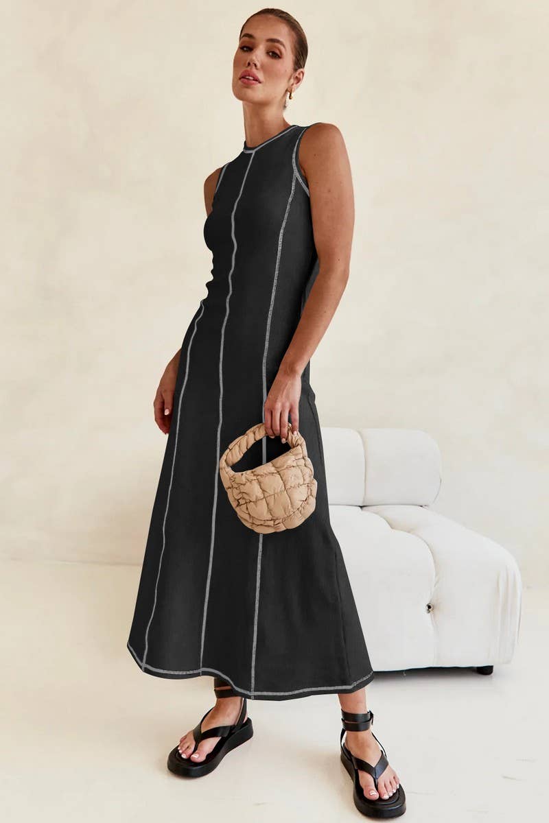 CWDMD6150_VINTAGE FRENCH SLEEVELESS A-LINE DRESS