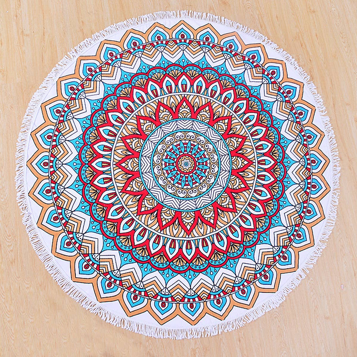 Round Microfiber Tassel Beach Towel Blanket