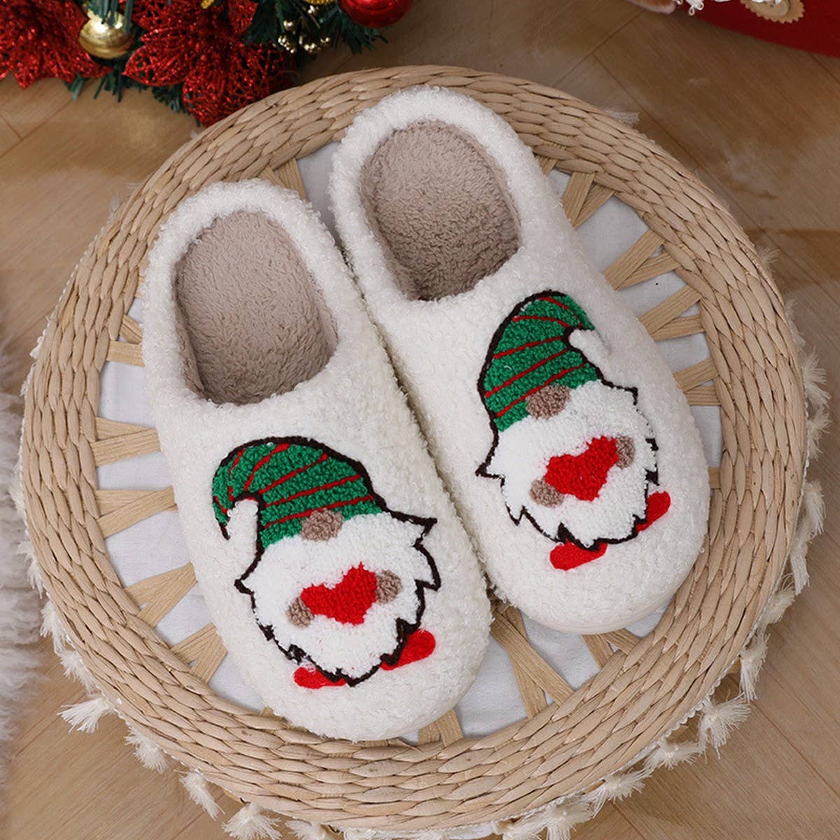 CHRISTMAS DWARF PATTERN WINTER COTTON SLIPPERS