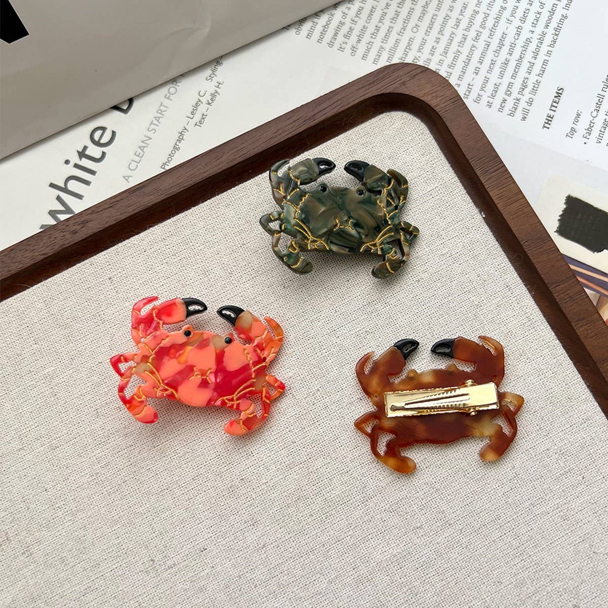 Crab Acetate Hair Claw - Cute Medium Duckbill Clip