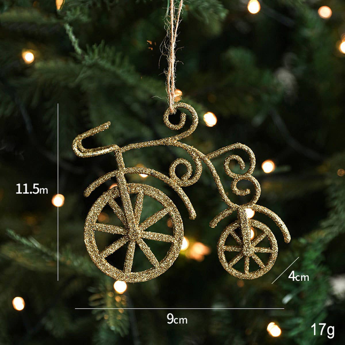 Gold Glitter Plastic Reindeer Christmas Ornament