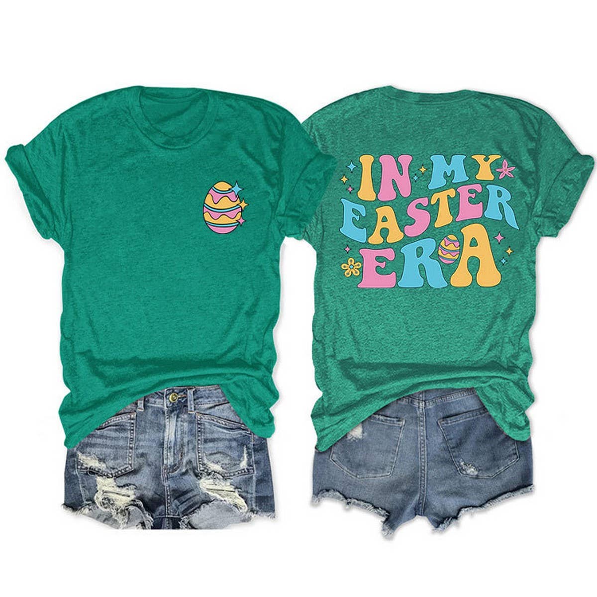 EASTER TREND DOUBLE SIDED LETTER PRINTED TEES_CWTTS0869