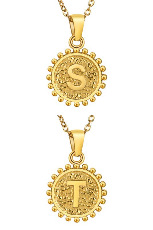 ROUND ALPHABET INITIAL PENDANT NECKLACE