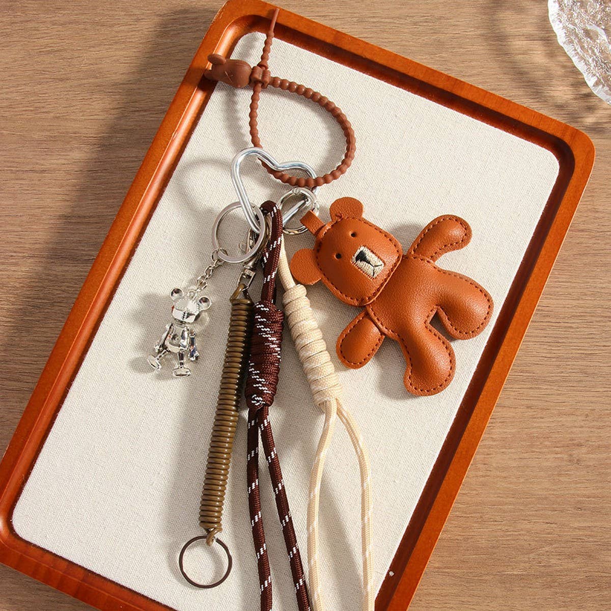 Movable Brown Bear Keychain ? Faux Leather & Alloy