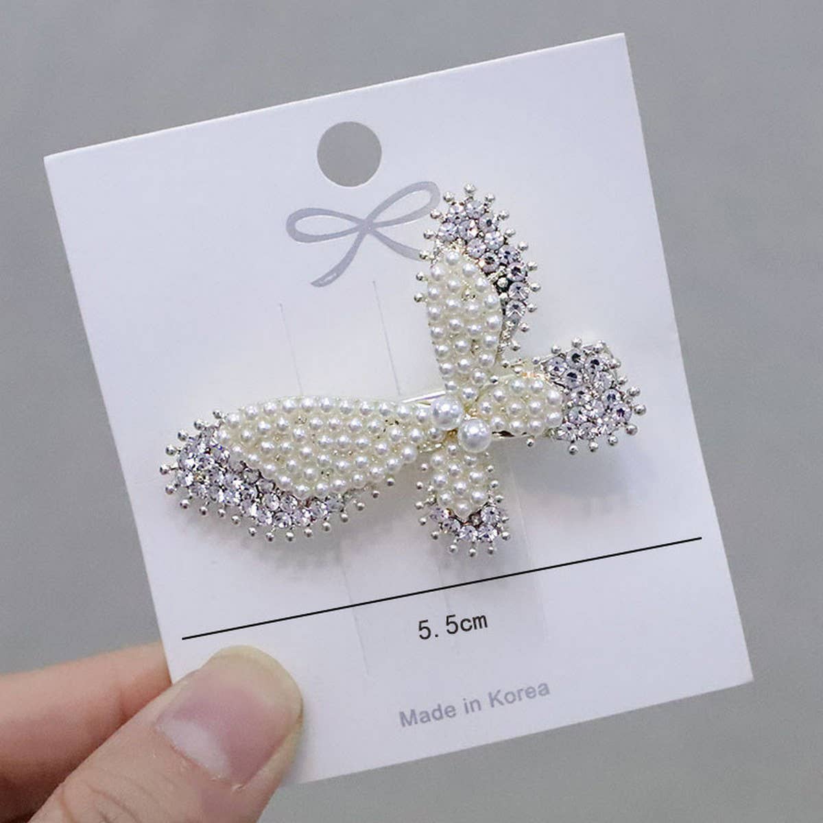 PEARL RHINESTONE BANGS CLIP BUTTERFLY HAIRPIN_CWAHA4747