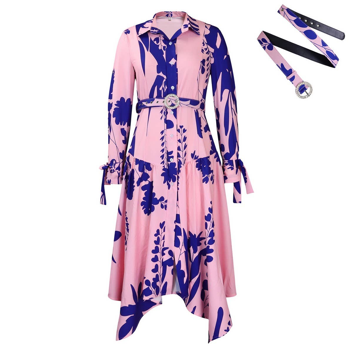 TEMPERAMENT PRINTED IRREGULAR LAPEL DRESS