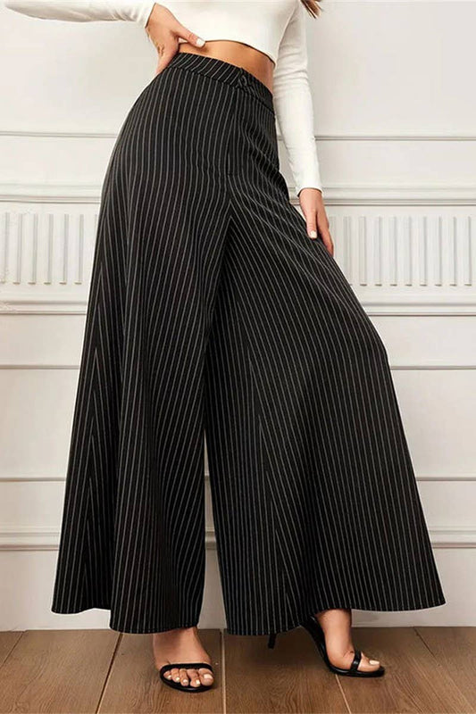 CWBLP1933_SUMMER STRIPED LOOSE CASUAL WIDE-LEG PANTS