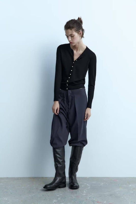 STRIPED BREASTED CASUAL KNIT CARDIGAN COAT