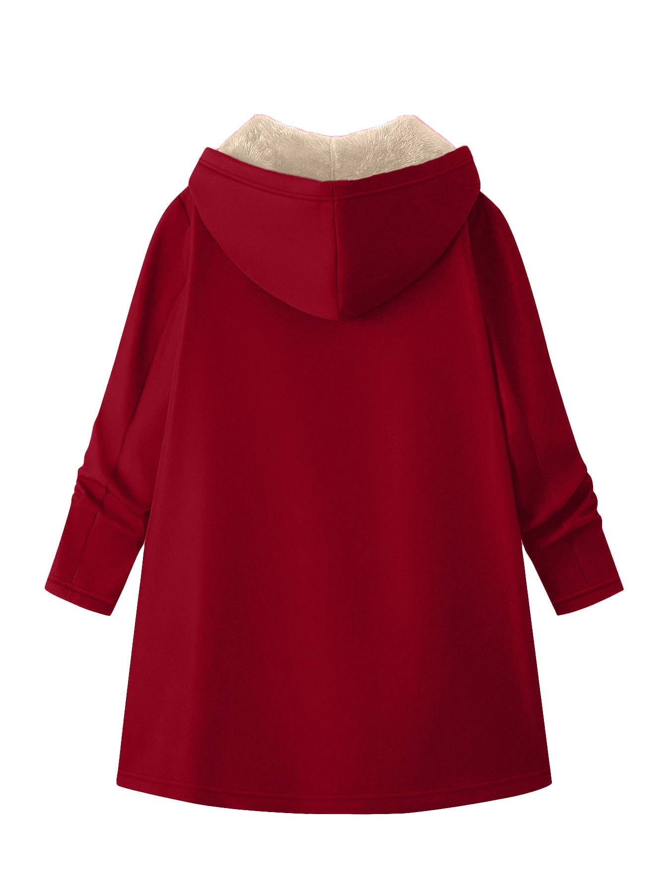 Long hooded coat solid color and velvet coat