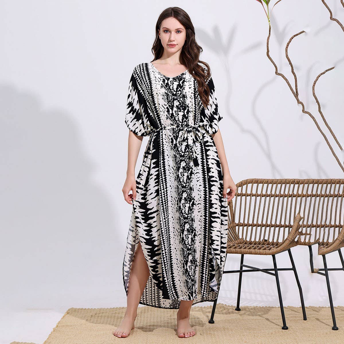 Snake Print Cotton Blend Beach Cover-Up_CWMM6144