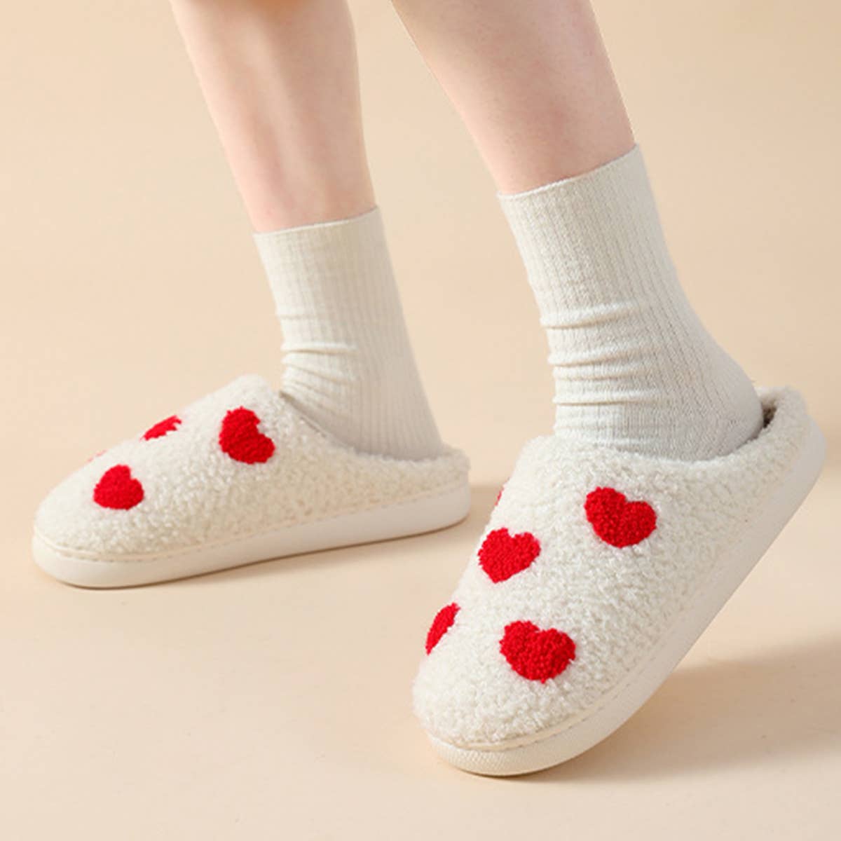 HOME LOVE PATTERN NON-SLIP COTTON SLIPPERS