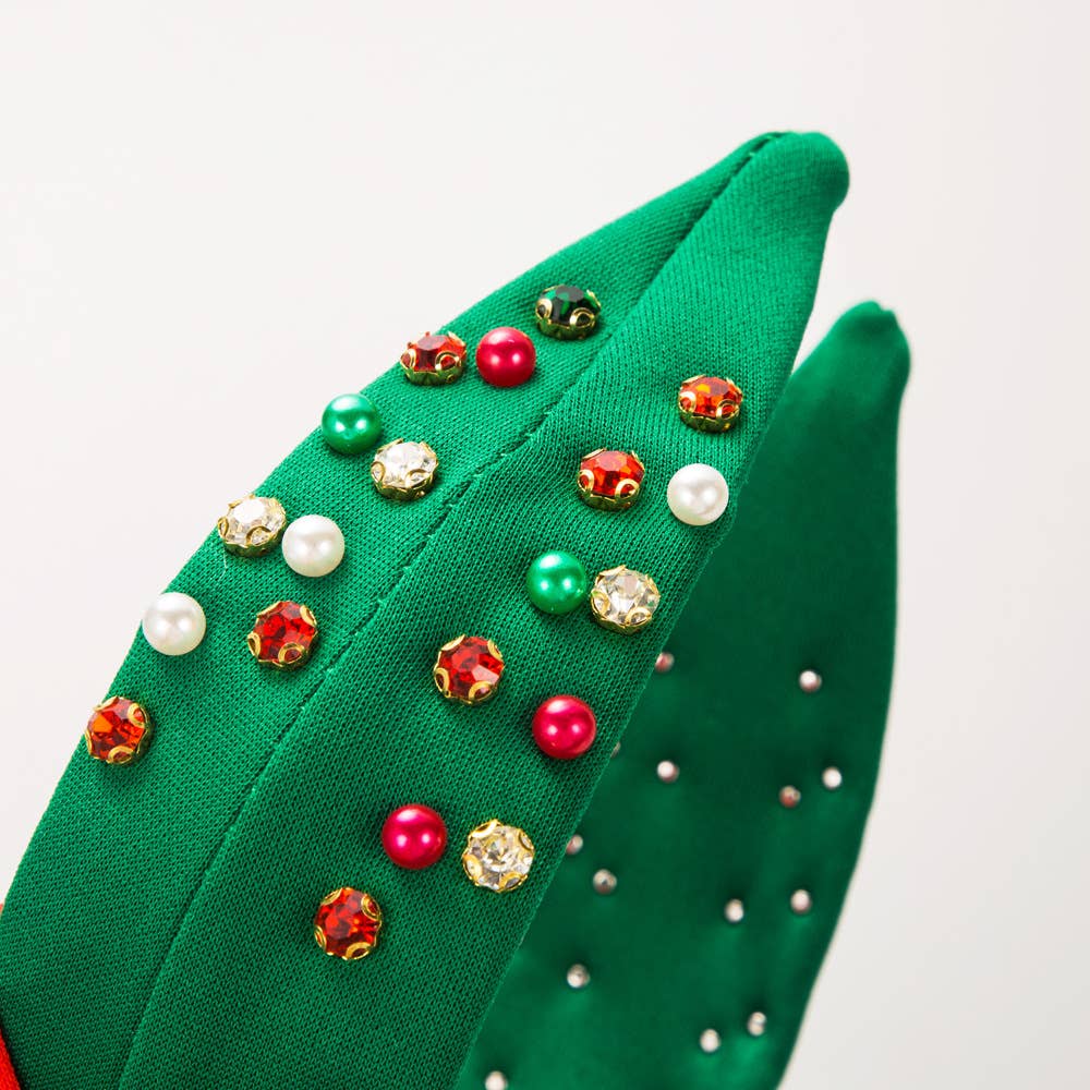 CHRISTMAS RED GREEN HAIR HOOP NAIL BEADS