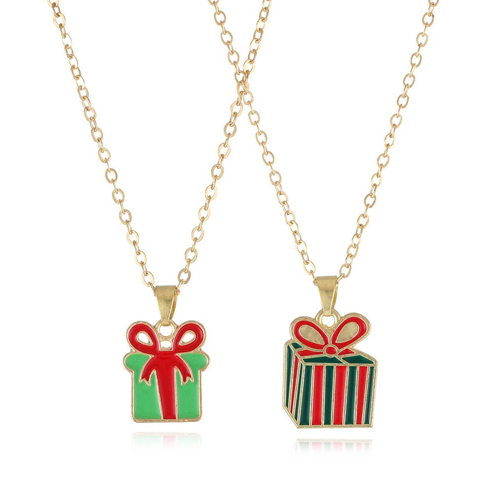 CHRISTMAS SNOWMAN CHRISTMAS TREE NECKLACE SET