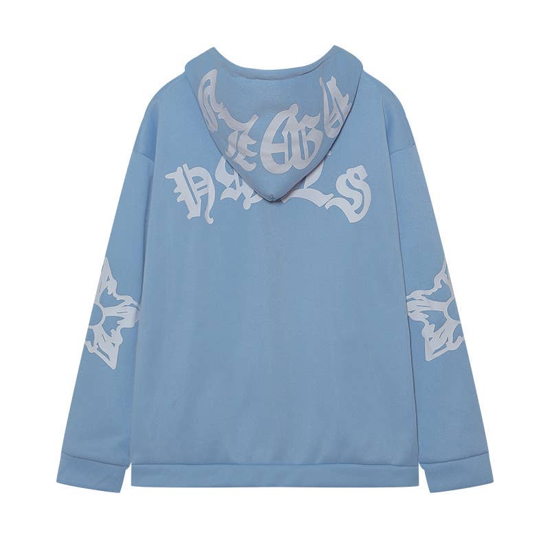 STREET HOODED FOAM PRINT ZIPPER HOODIE