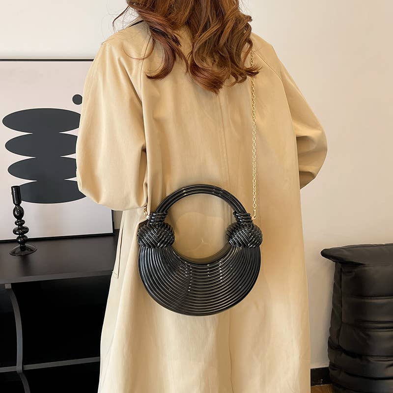 diamond-shaped transparent handbag