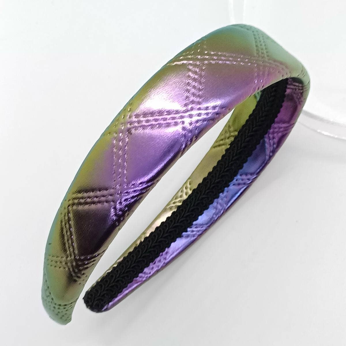 New Pearl AB Metallic Dark Grid PU Headband