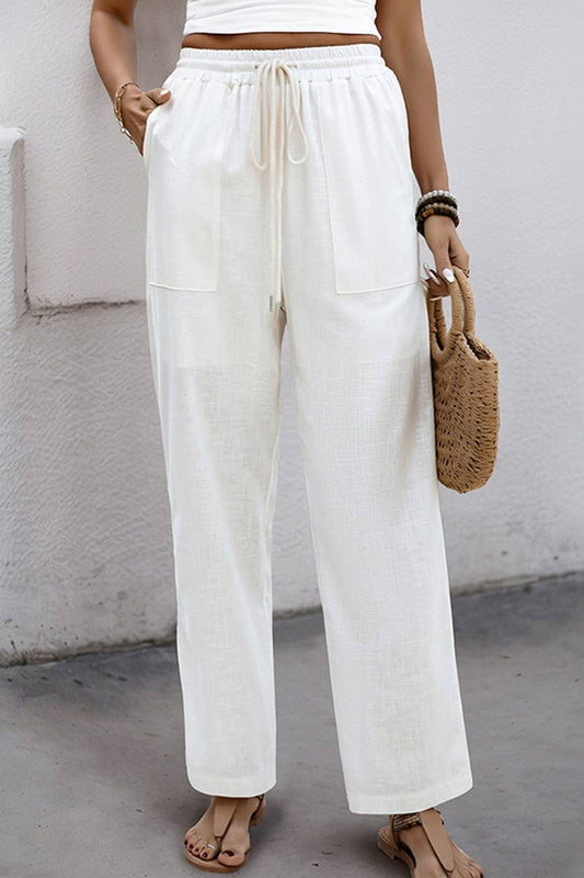 CWBLP1775_SOLID COLOR CASUAL HIGH WAIST STRAIGHT PANTS