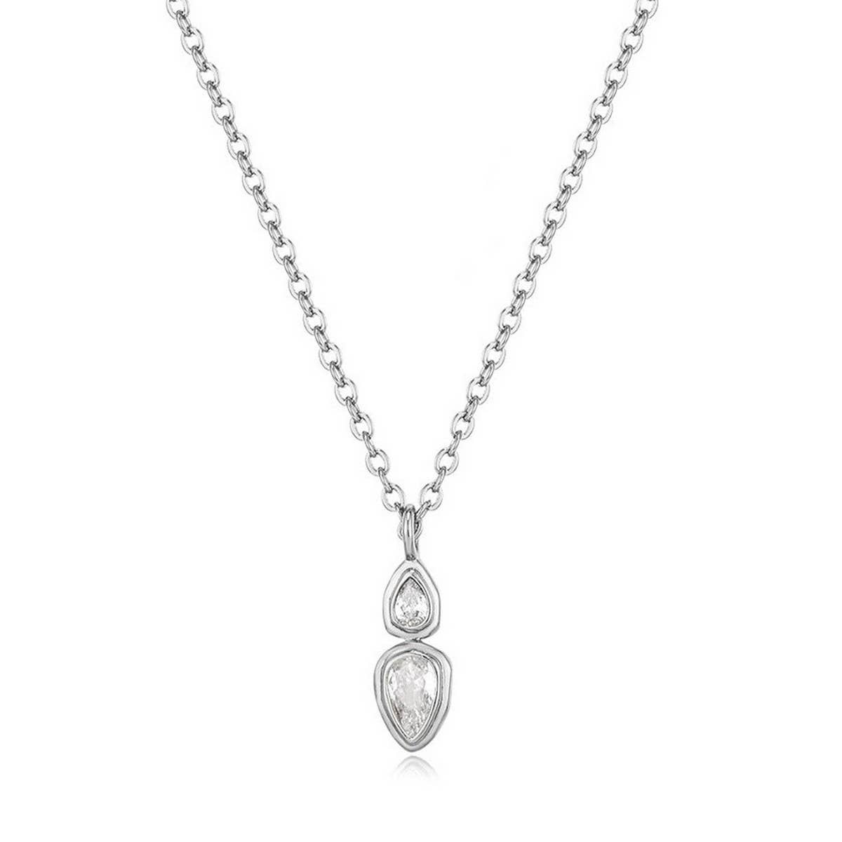 Zirconia Oval Round Pendant Necklace_CWMM5291