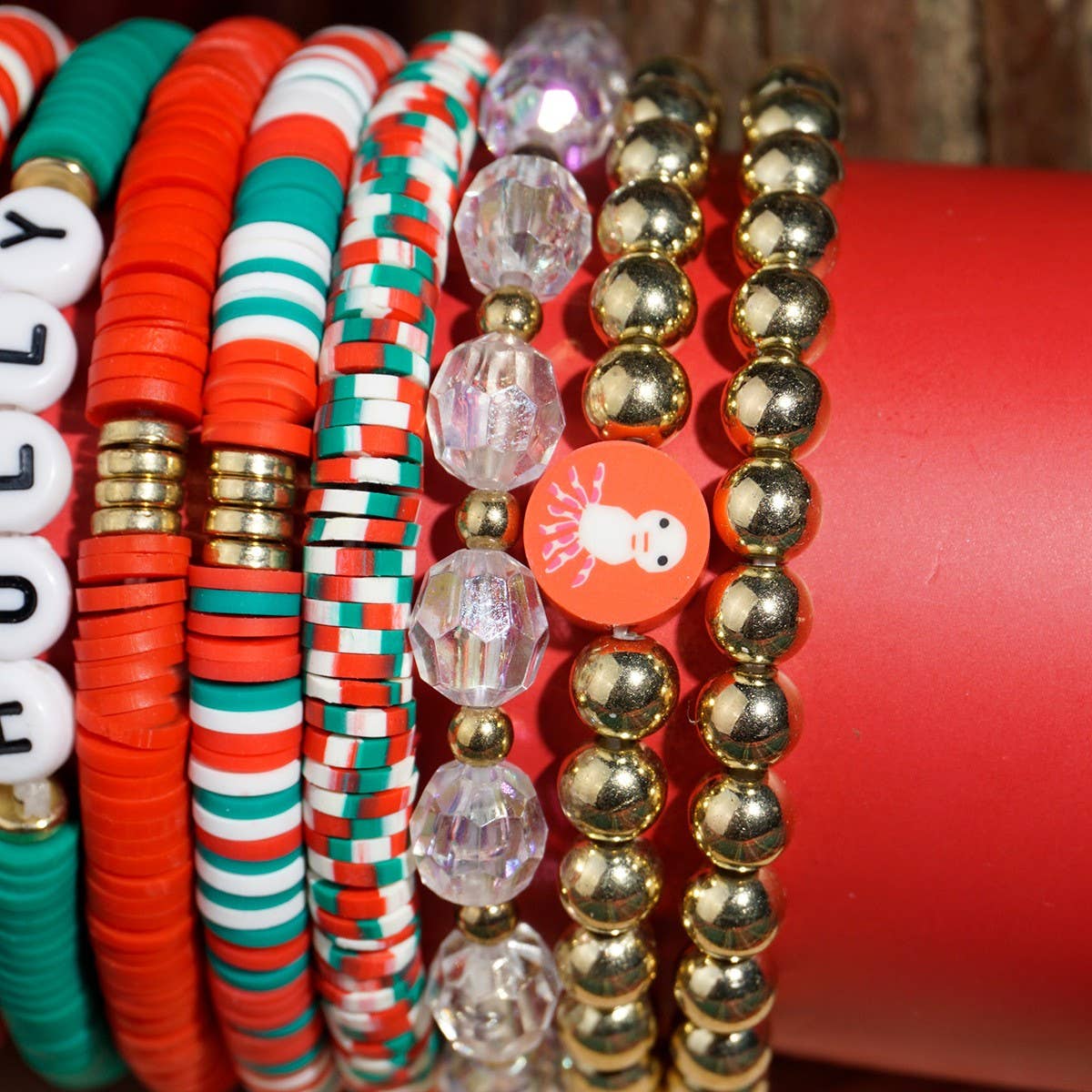 BEADED LETTER PEARL CHRISTMAS BRACELET COMBINATION_CWMM2618