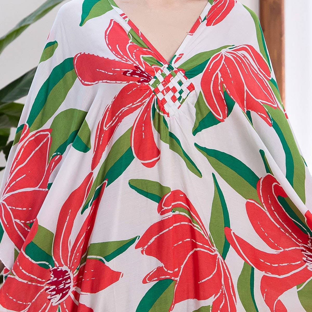 Handwoven Rayon Beach Cover-Up Maxi Caftan