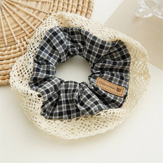 SWEET AND CUTE WHITE PLAID HAIR TIE_CWAHA0796
