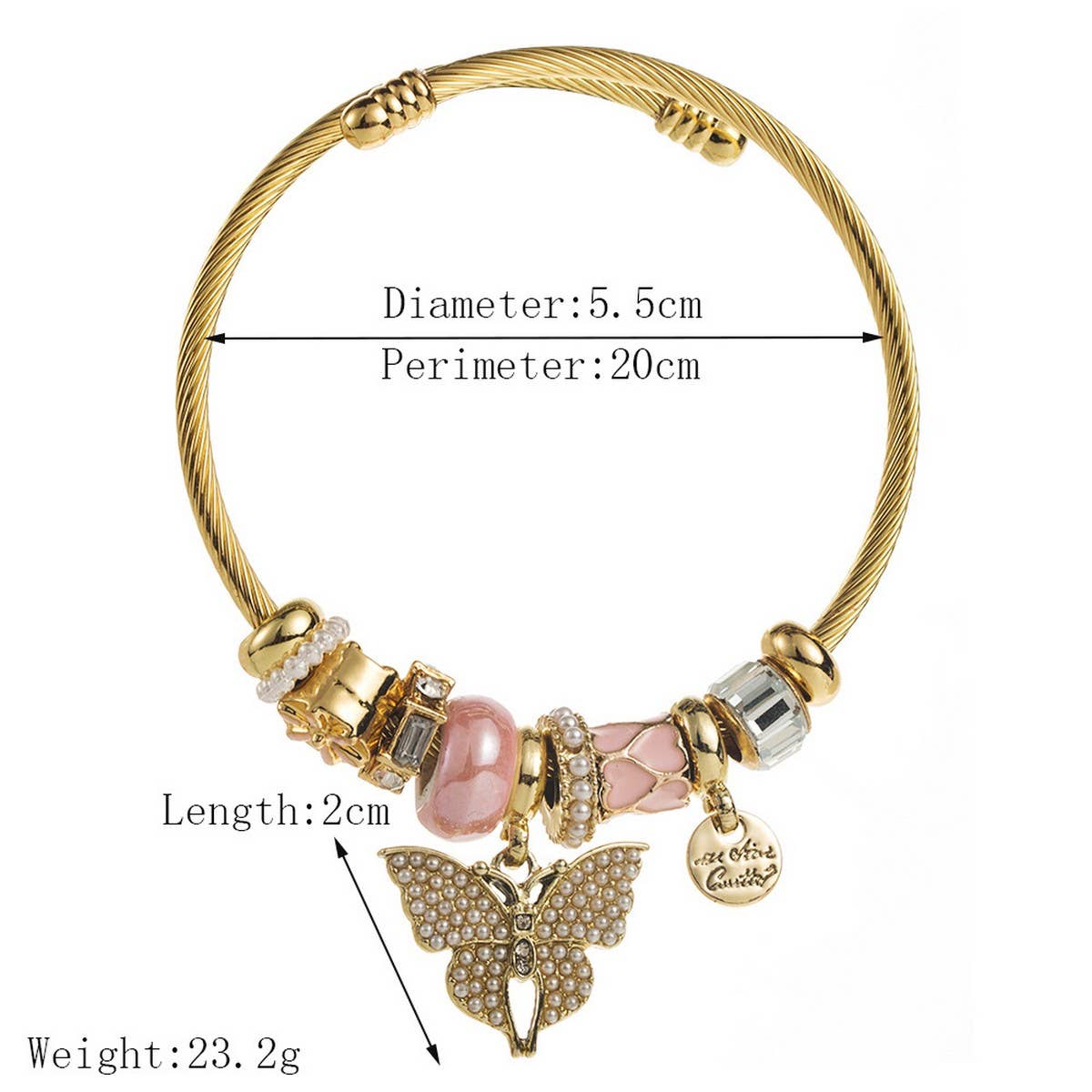 DIY Stainless Steel Beaded Bracelet with Butterfly