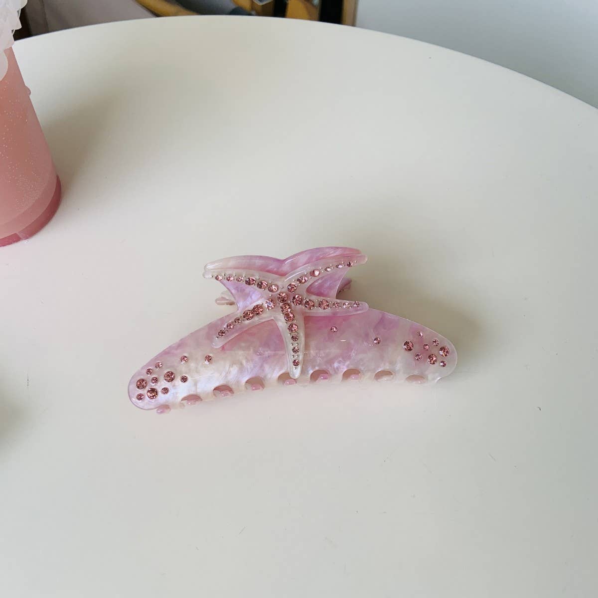 Starfish Rhinestone Hair Claw Luxe Acetate Clip_CWAHA2157