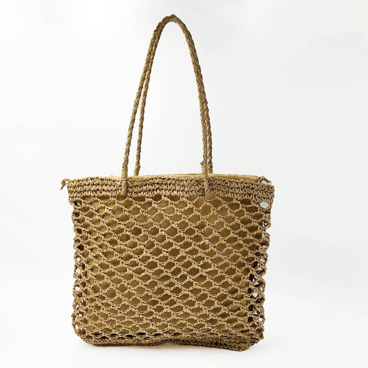 TRAVEL HOLLOW HANDMADE SHOULDER STRAW BAG_CWAB2025