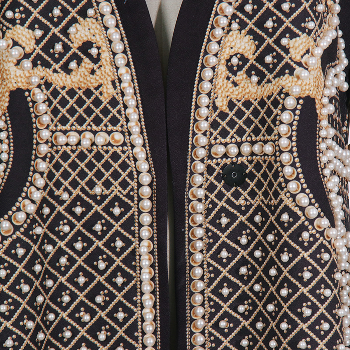 Elegant Loose Fit V-Neck Printed Long Trench Coat