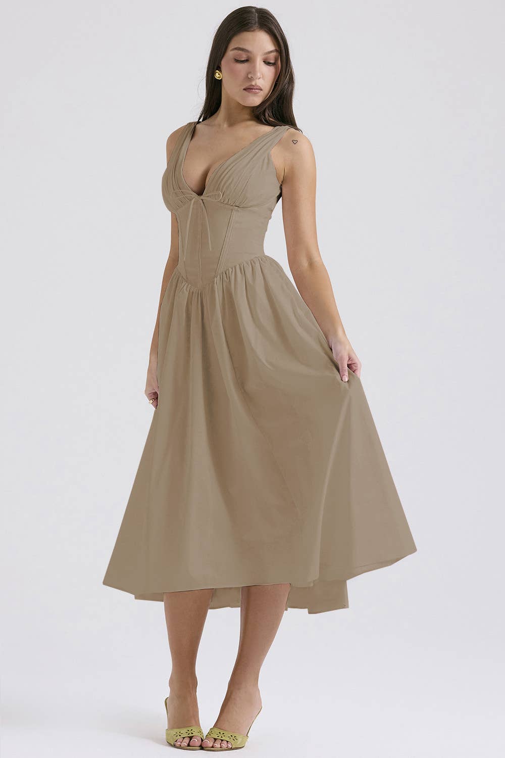 STYLISH PRINTED V-NECK DRESS