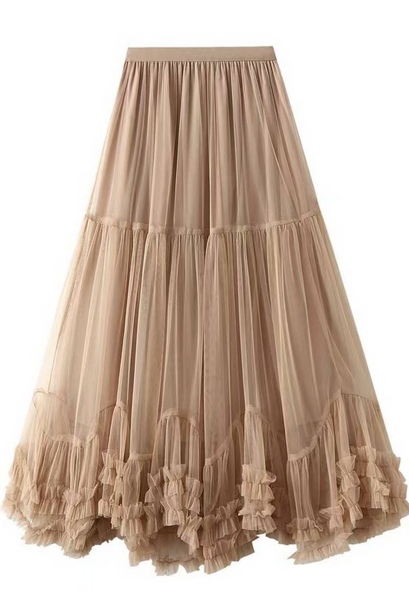 CWBLS0521_HIGH WAIST RUFFLE TULLE A-LINE SKIRT