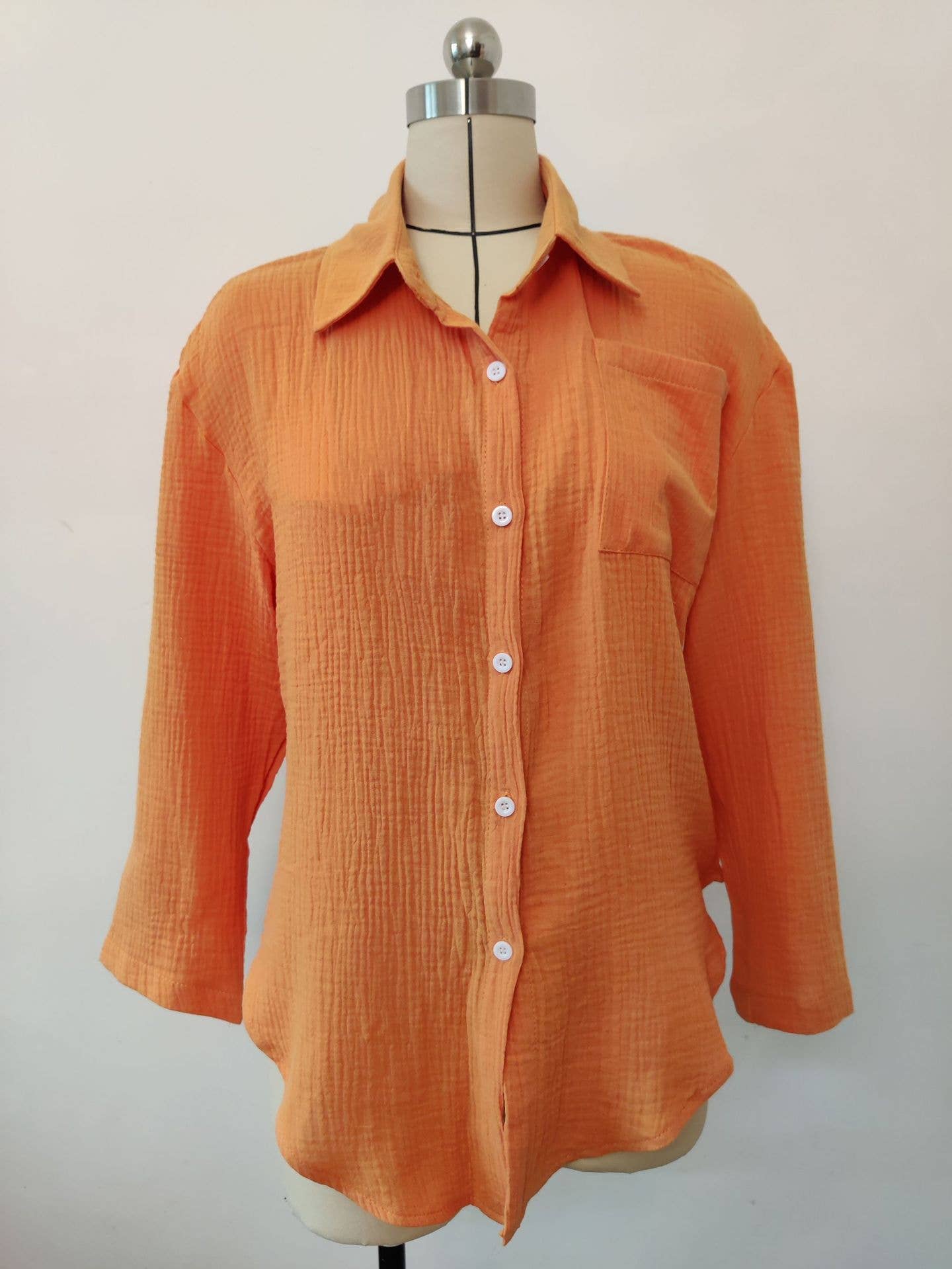 SOLID COLOR LOOSE LOOSE WOMEN'S TEXTURE SHIRT