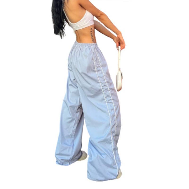 Trendy Drawstring Side Casual Elastic Waist Pants