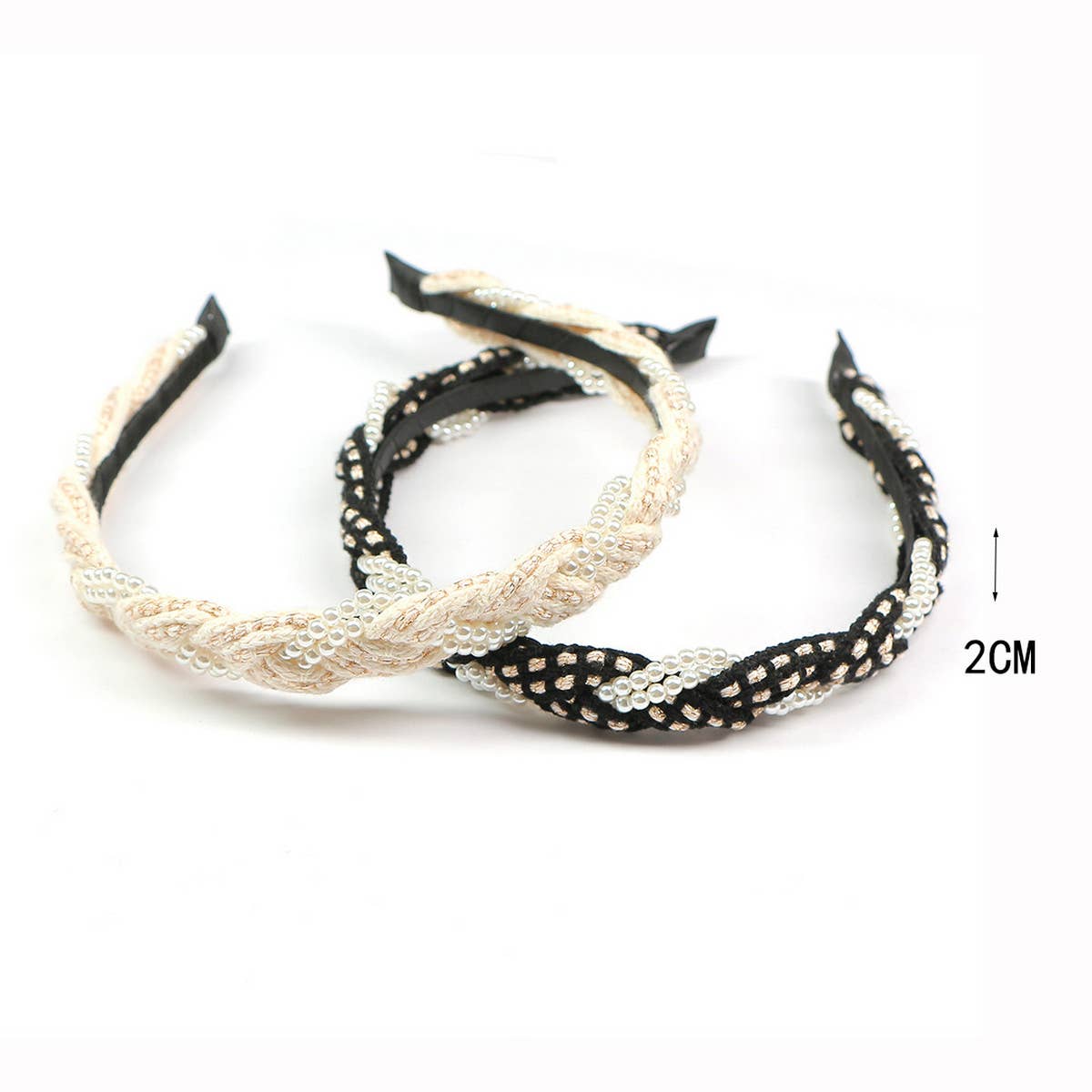 BRAIDED HAND BRAIDED PEARL HEADBAND_CWAHA0986
