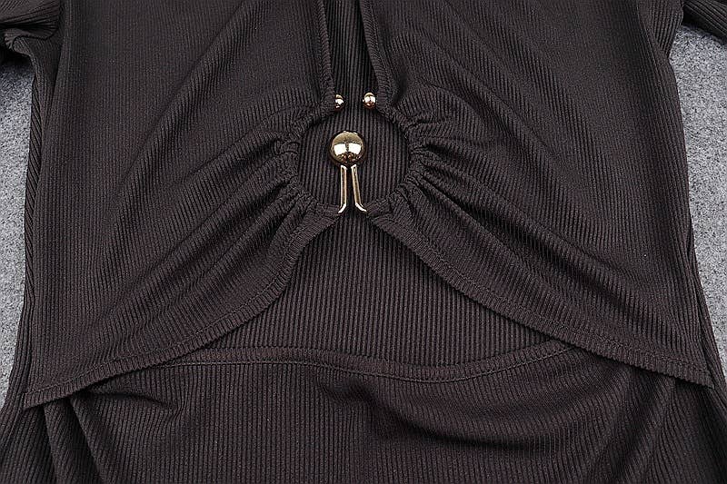 Metal buckle slimming design base jumpsuit