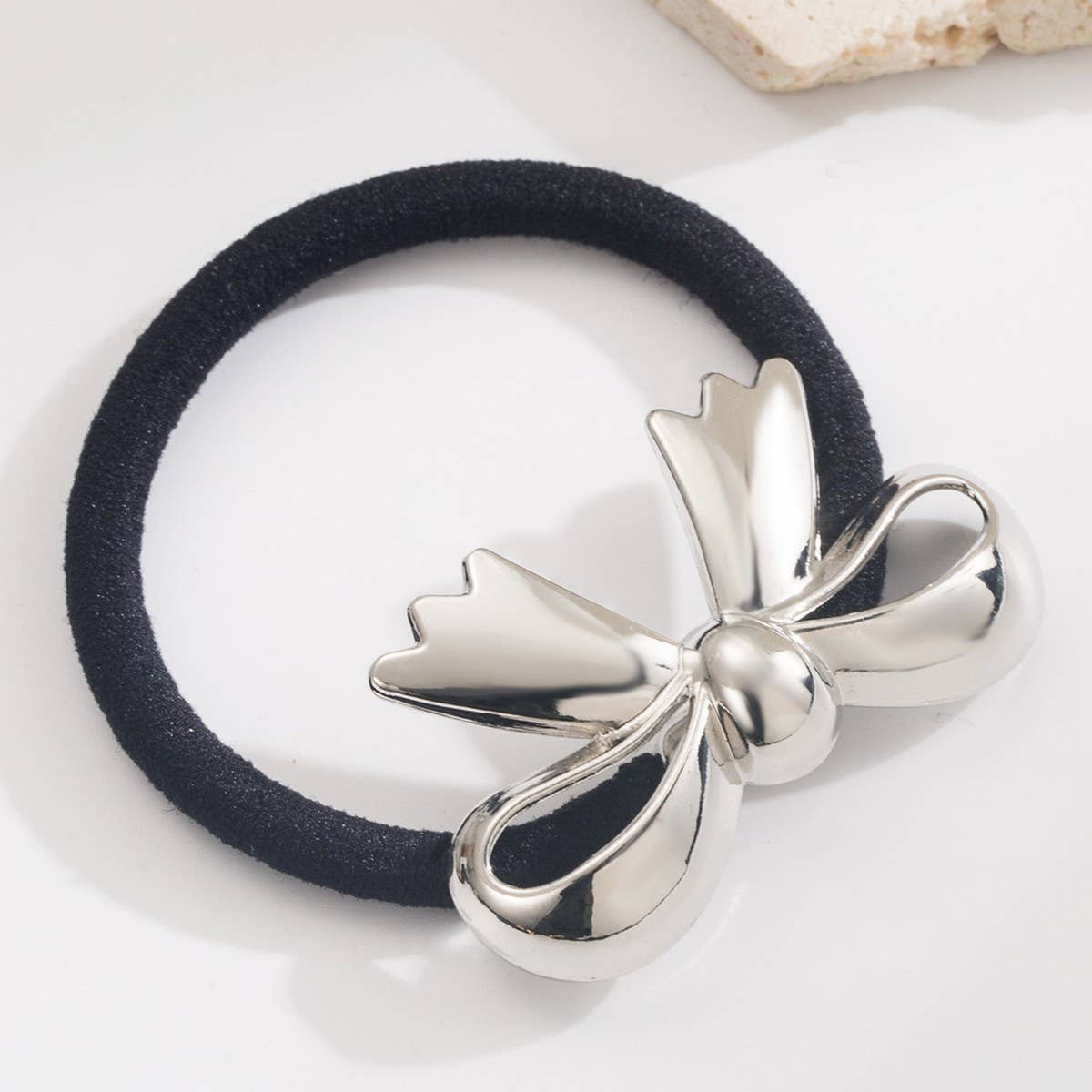 Elegant Leaf Bow Elastic Hair Tie for Women