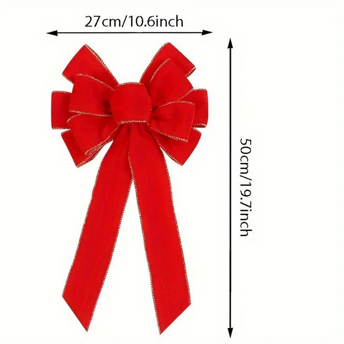 CWMM10193_RED VELVET CHRISTMAS BOW RIBBON ORNAMENT