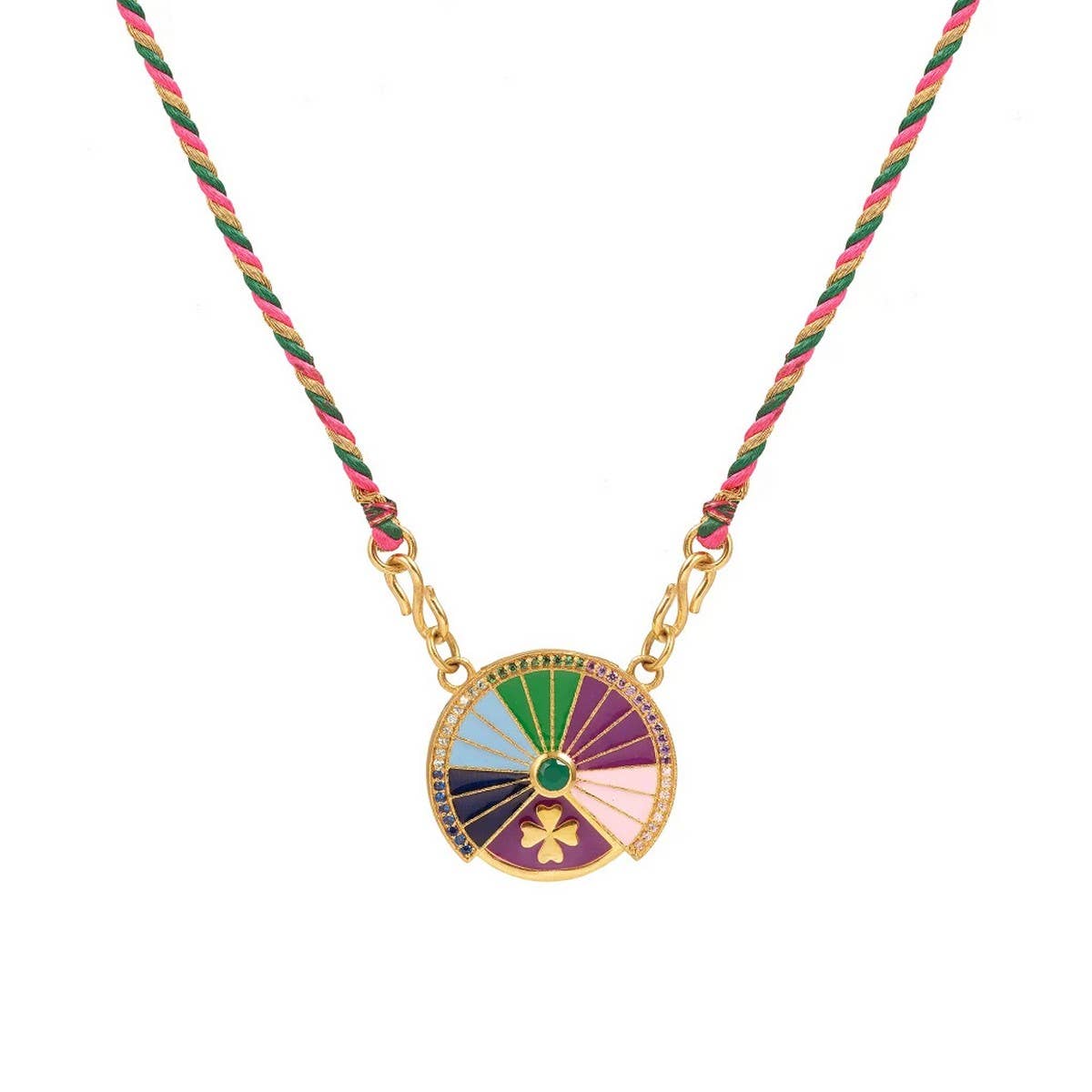 GOLD-PLATED NECKLACE WITH COLORFUL ROUND PENDANT