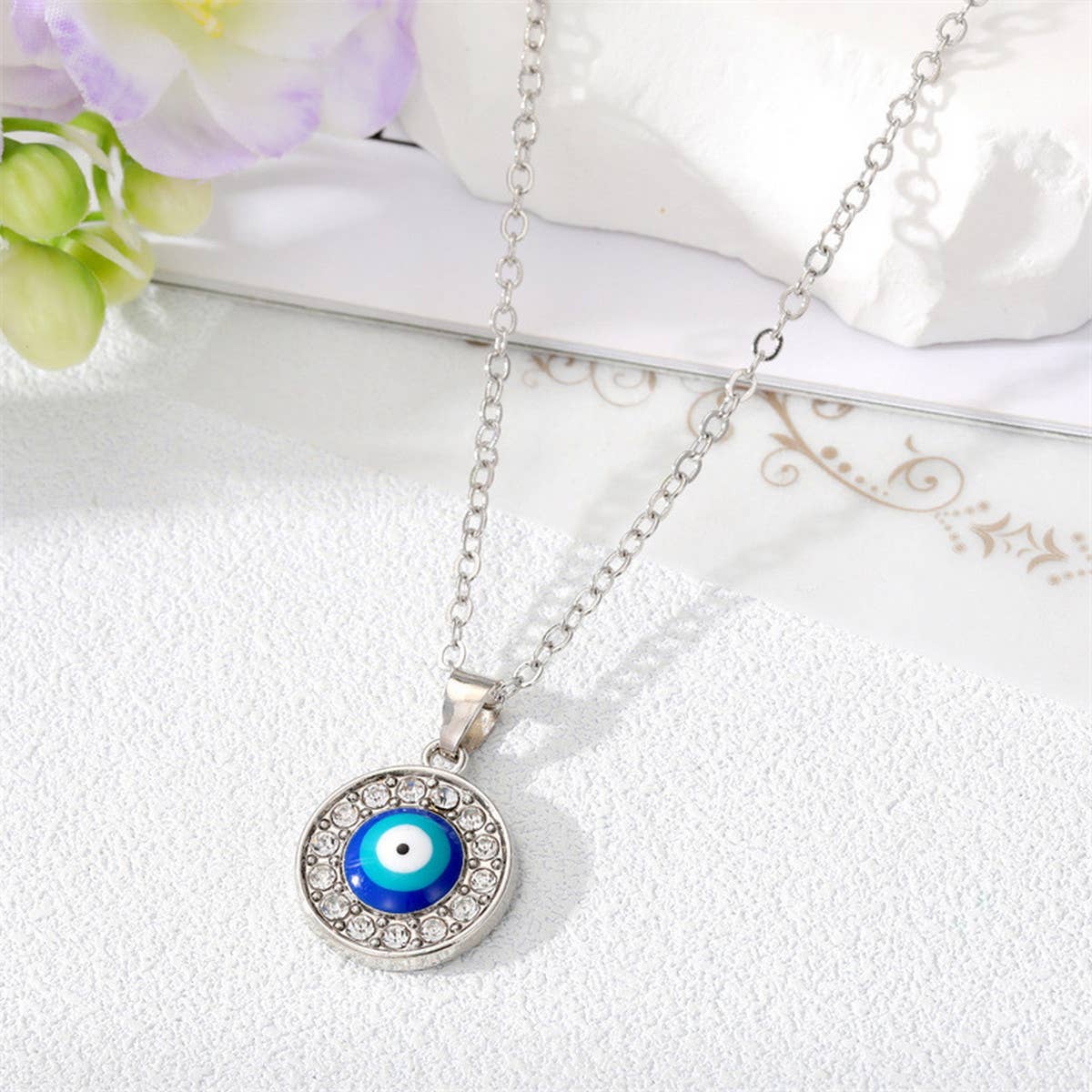 FASHIONABLE EVIL EYE DIAMOND NECKLACE