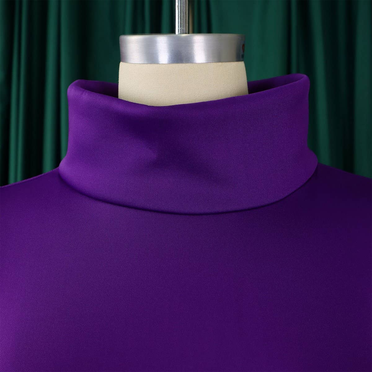 TEMPERAMENT HIGH COLLAR SLIM WAIST A-LINE DRESS