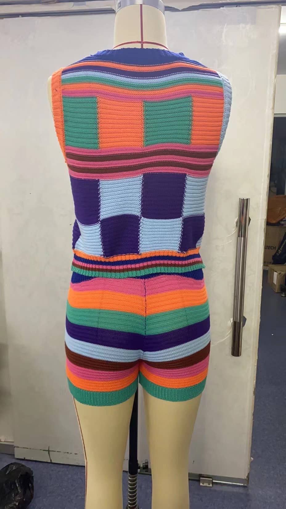 VEST HIGH WAIST SLIM LIFT HIP SHORT KNIT SUIT