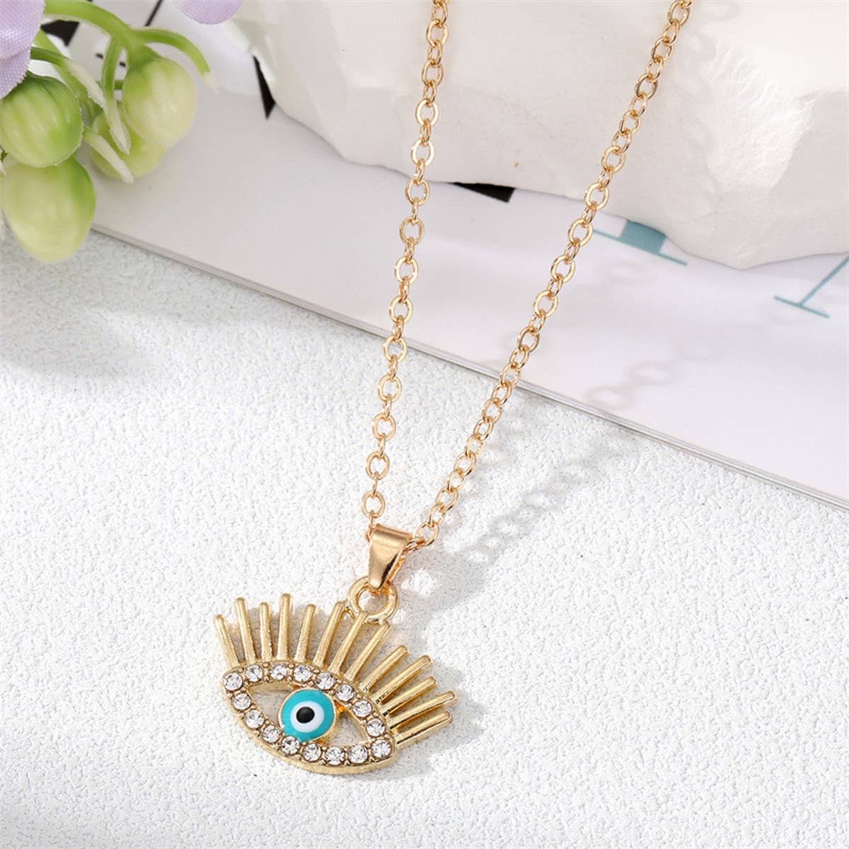 FASHIONABLE EVIL EYE DIAMOND NECKLACE