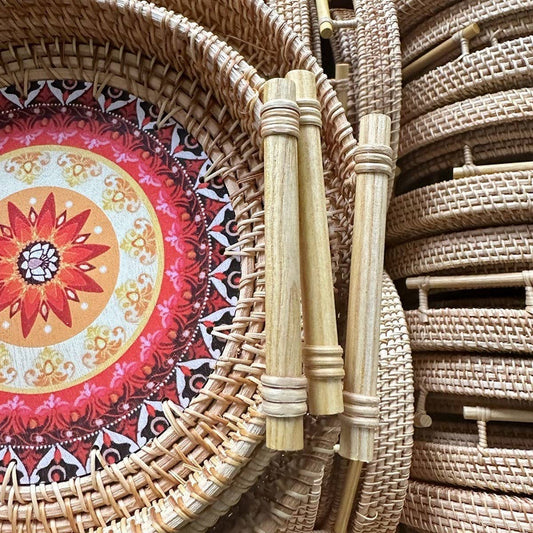RATTAN WOVEN STORAGE BASKET ROUND TRAY_CWMM4536