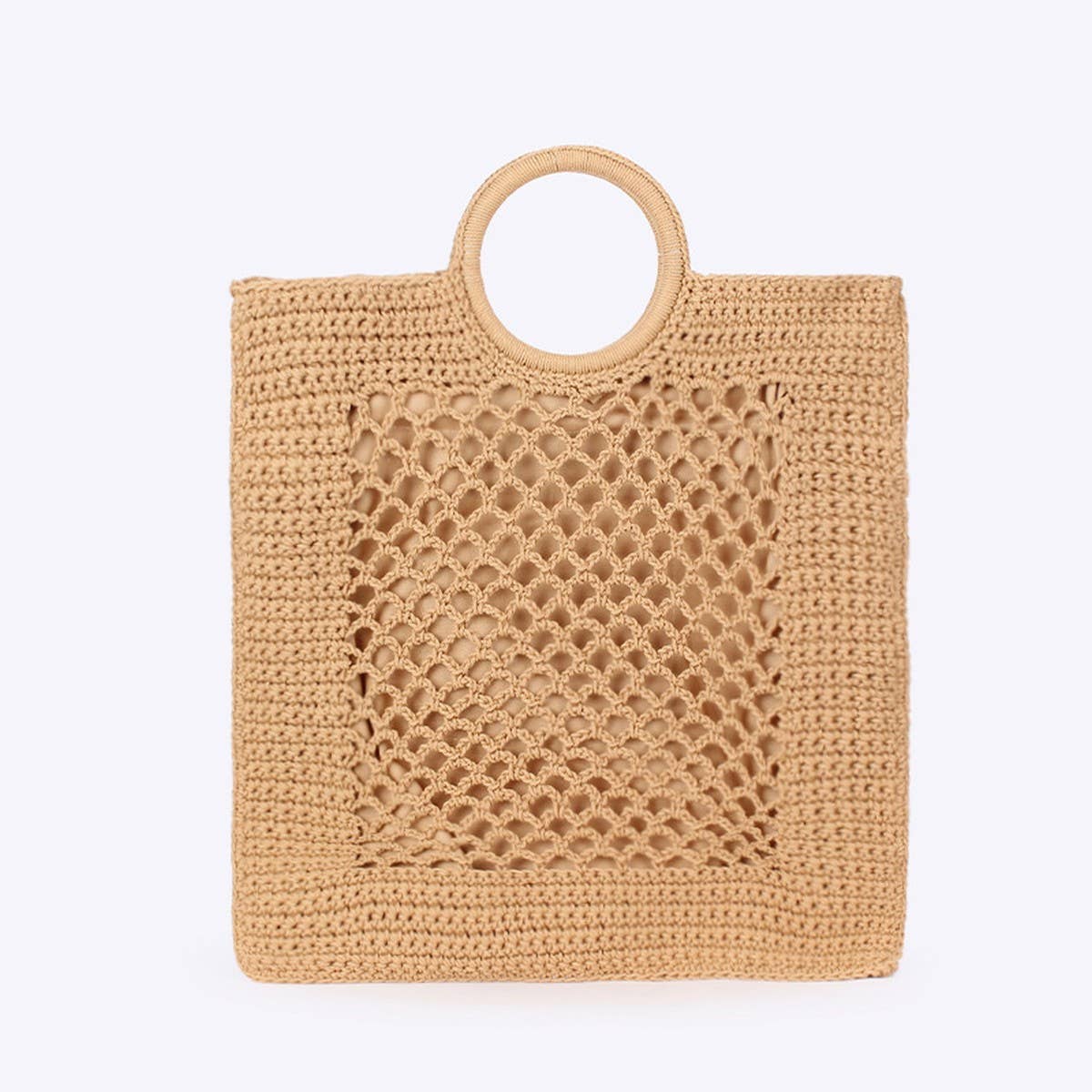 NEW SOLID COLOR COTTON ROPE WOVEN BAG_CWAB4715