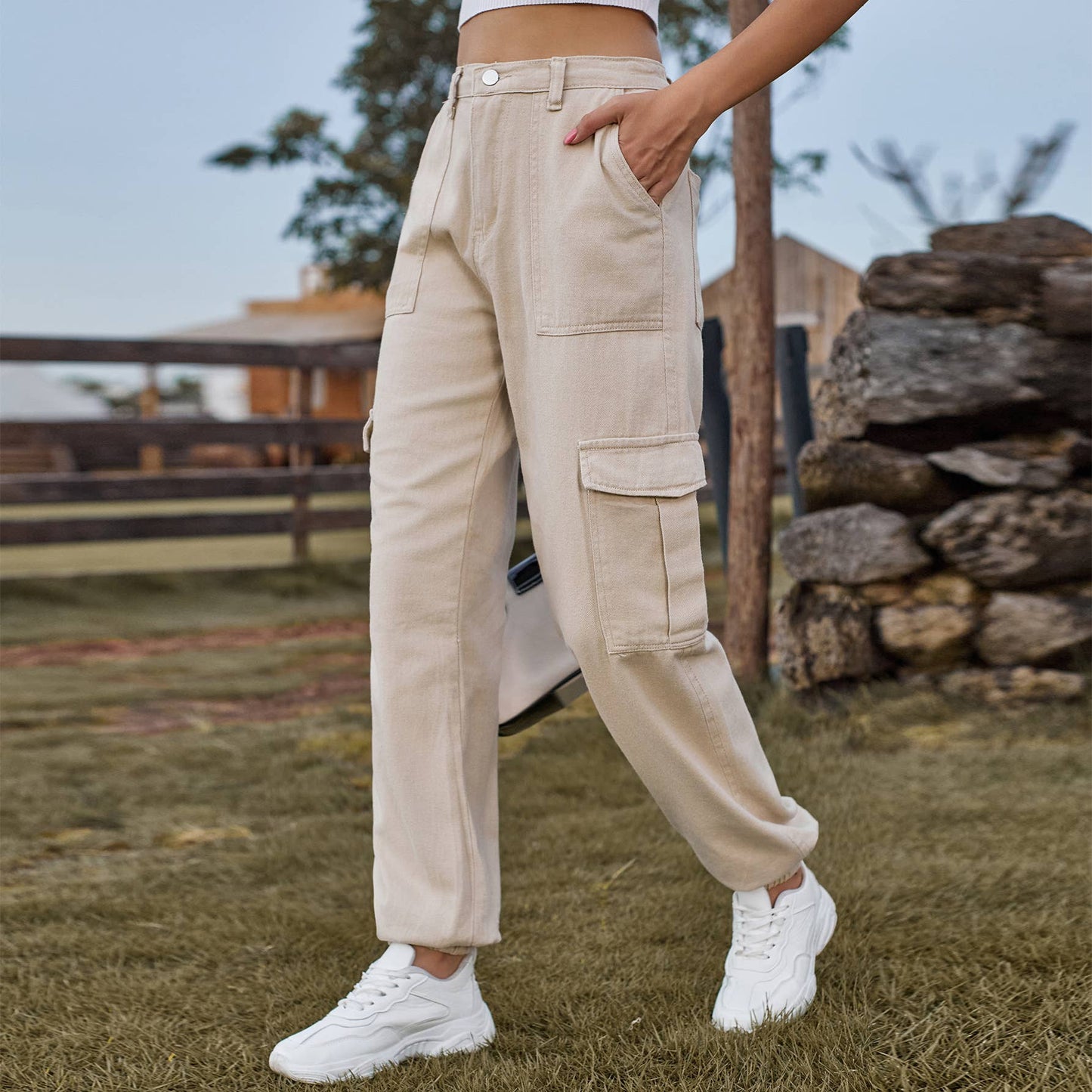 SEMI-ELASTIC PERSONALITY ALL-IN-ONE CARGO PANTS